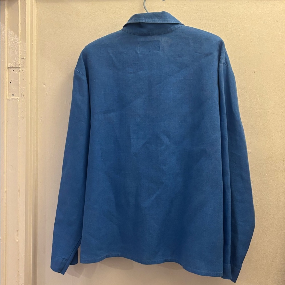 FLAX Blue Linen Button Up - Picture 2 of 8
